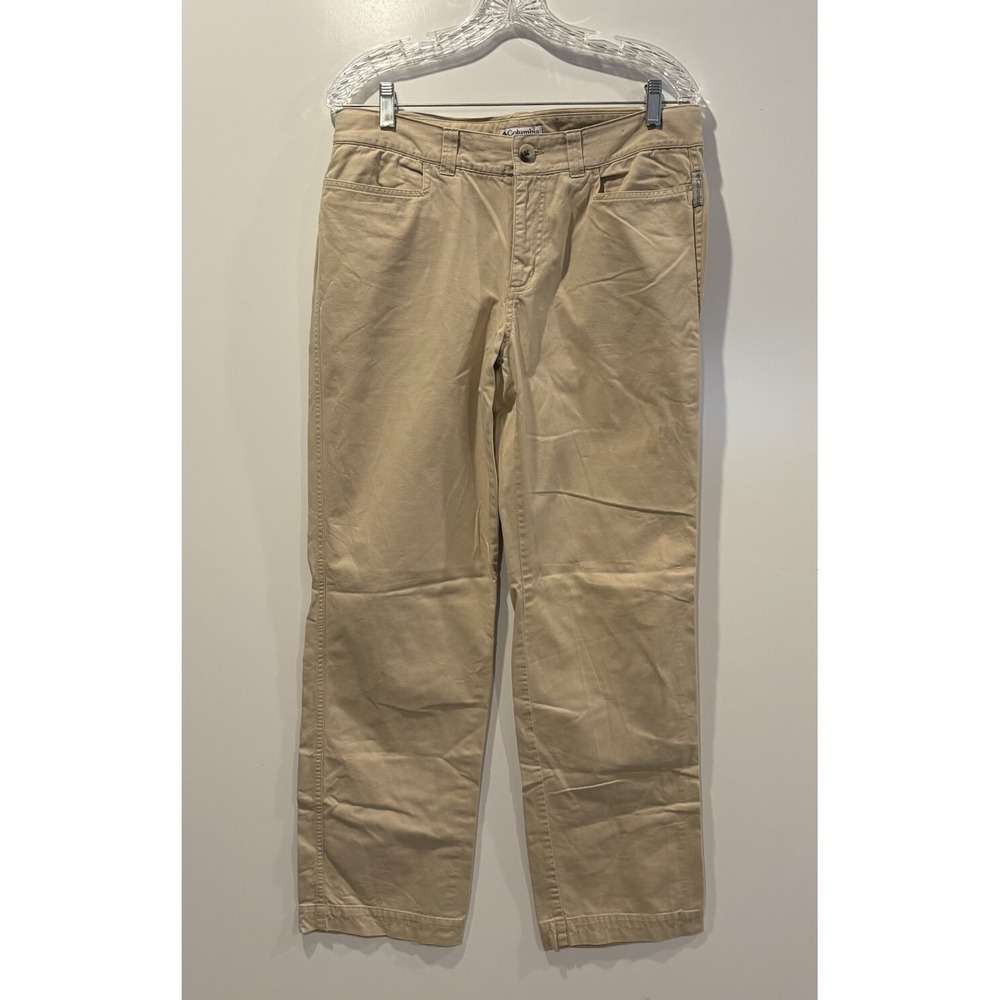 Columbia Womens Khaki Pants Size 10 Tan Cotton Twill Straight Leg AL8449 Outdoor
